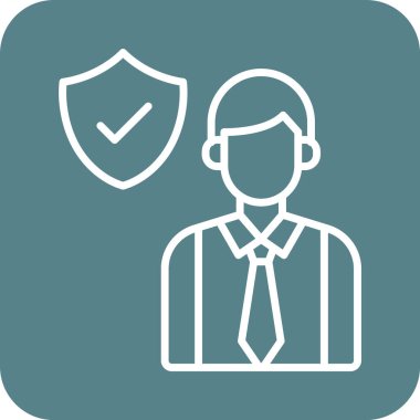 Çalışan, iş adamı, sigorta, koruma ikonu vektör görüntüsü. İş ve ofis için de kullanılabilir. Web uygulamalarında, mobil uygulamalarda ve yazdırma ortamlarında kullanılabilir.