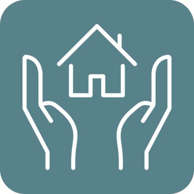 Ev, el, sigorta, koruma, kredi ikonu vektör görüntüsü. Bankacılık ve finans için de kullanılabilir. Web uygulamalarında, mobil uygulamalarda ve yazdırma ortamlarında kullanılabilir.