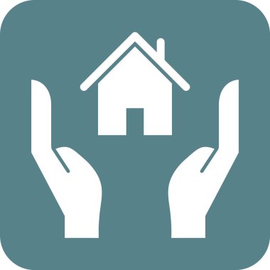 Ev, el, sigorta, koruma, kredi ikonu vektör görüntüsü. Bankacılık ve finans için de kullanılabilir. Web uygulamalarında, mobil uygulamalarda ve yazdırma ortamlarında kullanılabilir.