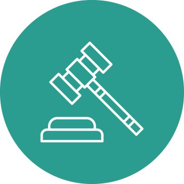 Hukuk, açık arttırma, tokmak ikonu vektör görüntüsü. İş ve ofis için de kullanılabilir. Web uygulamalarında, mobil uygulamalarda ve yazdırma ortamlarında kullanılabilir.