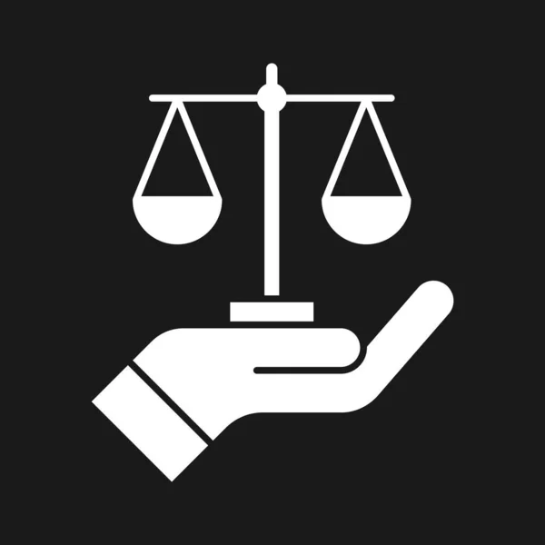 Justicia Ley Mano Escala Equilibrio Imagen Vectorial Icono Subasta También — Vector de stock