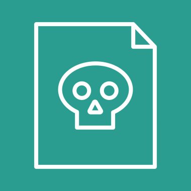 Dosya, belge, kafatası, virüs ikonu vektör görüntüsü. Siber güvenlik için de kullanılabilir. Web uygulamalarında, mobil uygulamalarda ve yazdırma ortamlarında kullanılabilir.