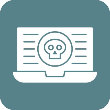 Siber saldırı, hacklenme, virüs, kötü amaçlı yazılım, kafatası ikonu vektör görüntüsü. Siber güvenlik için de kullanılabilir. Web uygulamalarında, mobil uygulamalarda ve yazdırma ortamlarında kullanılabilir.
