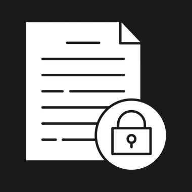 Belge, kilit, koruma simgesi vektör görüntüsü. Siber güvenlik için de kullanılabilir. Web uygulamalarında, mobil uygulamalarda ve yazdırma ortamlarında kullanılabilir.
