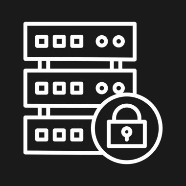 Veritabanı, kilit, koruma simgesi vektör görüntüsü. Siber güvenlik için de kullanılabilir. Web uygulamalarında, mobil uygulamalarda ve yazdırma ortamlarında kullanılabilir.
