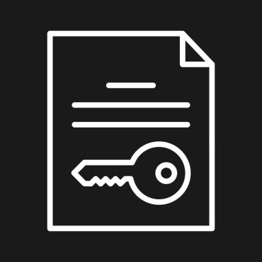 Dosya, şifreleme, belge, anahtar simgesi vektör resmi. Siber güvenlik için de kullanılabilir. Web uygulamalarında, mobil uygulamalarda ve yazdırma ortamlarında kullanılabilir.