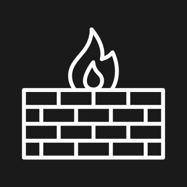 Güvenlik duvarı, koruma, güvenlik ikonu vektör görüntüsü. Siber güvenlik için de kullanılabilir. Web uygulamalarında, mobil uygulamalarda ve yazdırma ortamlarında kullanılabilir.