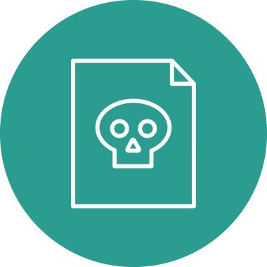 Dosya, belge, kafatası, virüs ikonu vektör görüntüsü. Siber güvenlik için de kullanılabilir. Web uygulamalarında, mobil uygulamalarda ve yazdırma ortamlarında kullanılabilir.