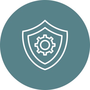 Güvenlik, ayarlar, kalkan ikon vektör görüntüsü. Siber güvenlik için de kullanılabilir. Web uygulamalarında, mobil uygulamalarda ve yazdırma ortamlarında kullanılabilir.