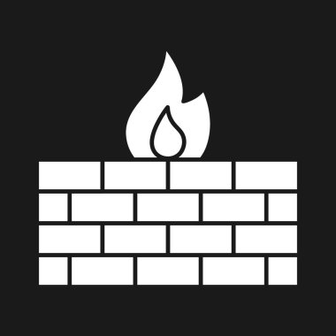 Güvenlik duvarı, koruma, güvenlik ikonu vektör görüntüsü. Siber güvenlik için de kullanılabilir. Web uygulamalarında, mobil uygulamalarda ve yazdırma ortamlarında kullanılabilir.