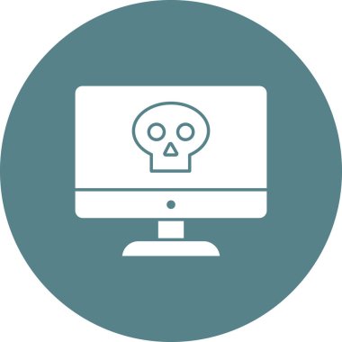 Bilgisayar, enfeksiyon, virüs, kafatası ikonu vektör görüntüsü. Siber güvenlik için de kullanılabilir. Web uygulamalarında, mobil uygulamalarda ve yazdırma ortamlarında kullanılabilir.