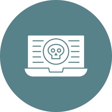 Siber saldırı, hacklenme, virüs, kötü amaçlı yazılım, kafatası ikonu vektör görüntüsü. Siber güvenlik için de kullanılabilir. Web uygulamalarında, mobil uygulamalarda ve yazdırma ortamlarında kullanılabilir.