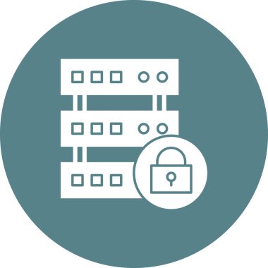 Veritabanı, kilit, koruma simgesi vektör görüntüsü. Siber güvenlik için de kullanılabilir. Web uygulamalarında, mobil uygulamalarda ve yazdırma ortamlarında kullanılabilir.