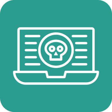 Siber saldırı, hacklenme, virüs, kötü amaçlı yazılım, kafatası ikonu vektör görüntüsü. Siber güvenlik için de kullanılabilir. Web uygulamalarında, mobil uygulamalarda ve yazdırma ortamlarında kullanılabilir.