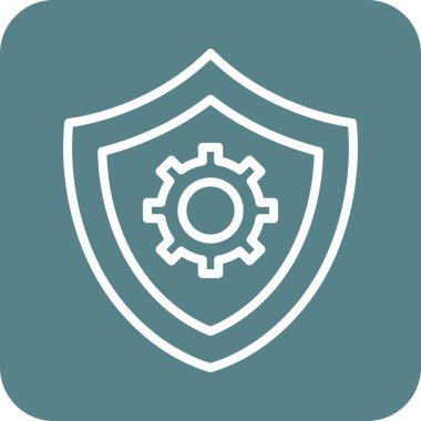 Güvenlik, ayarlar, kalkan ikon vektör görüntüsü. Siber güvenlik için de kullanılabilir. Web uygulamalarında, mobil uygulamalarda ve yazdırma ortamlarında kullanılabilir.