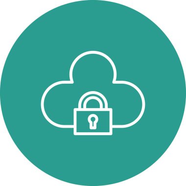 Bulut, kilit, koruma ikonu vektör görüntüsü. Siber güvenlik için de kullanılabilir. Web uygulamalarında, mobil uygulamalarda ve yazdırma ortamlarında kullanılabilir.