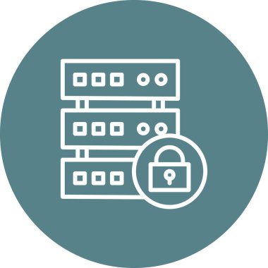 Veritabanı, kilit, koruma simgesi vektör görüntüsü. Siber güvenlik için de kullanılabilir. Web uygulamalarında, mobil uygulamalarda ve yazdırma ortamlarında kullanılabilir.