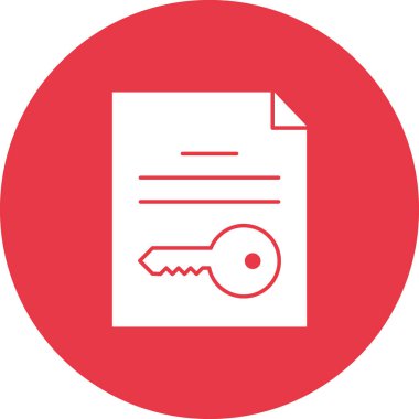 Dosya, şifreleme, belge, anahtar simgesi vektör resmi. Siber güvenlik için de kullanılabilir. Web uygulamalarında, mobil uygulamalarda ve yazdırma ortamlarında kullanılabilir.