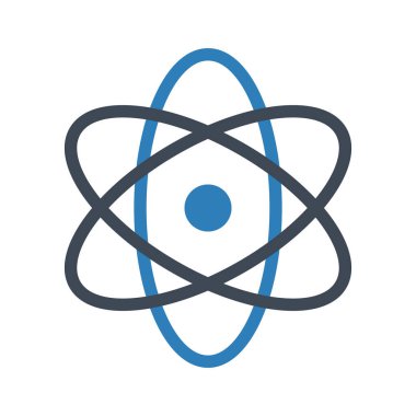 Atom, bilim, fizik ikonu vektör görüntüsü. Eğitim için de kullanılabilir. Web uygulamalarında, mobil uygulamalarda ve yazdırma ortamlarında kullanılabilir.
