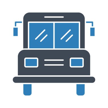 Otobüs, okul, ulaşım ikonu vektör görüntüsü. Eğitim için de kullanılabilir. Web uygulamalarında, mobil uygulamalarda ve yazdırma ortamlarında kullanılabilir.