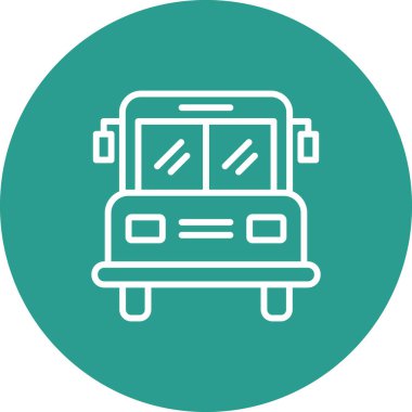 Otobüs, okul, ulaşım ikonu vektör görüntüsü. Eğitim için de kullanılabilir. Web uygulamalarında, mobil uygulamalarda ve yazdırma ortamlarında kullanılabilir.