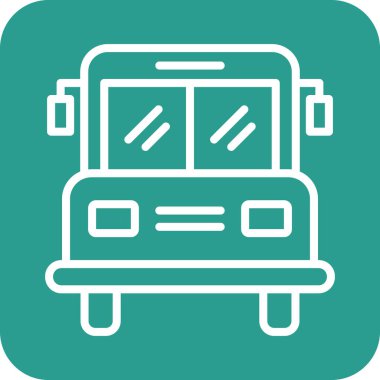 Otobüs, okul, ulaşım ikonu vektör görüntüsü. Eğitim için de kullanılabilir. Web uygulamalarında, mobil uygulamalarda ve yazdırma ortamlarında kullanılabilir.