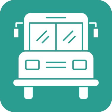 Otobüs, okul, ulaşım ikonu vektör görüntüsü. Eğitim için de kullanılabilir. Web uygulamalarında, mobil uygulamalarda ve yazdırma ortamlarında kullanılabilir.