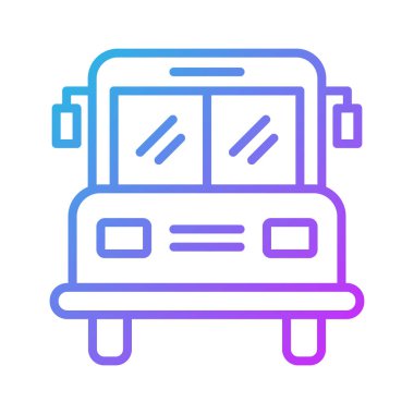 Otobüs, okul, ulaşım ikonu vektör görüntüsü. Eğitim için de kullanılabilir. Web uygulamalarında, mobil uygulamalarda ve yazdırma ortamlarında kullanılabilir.