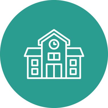 Okul, bina, eğitim ikonu vektör imajı. Eğitim için de kullanılabilir. Web uygulamalarında, mobil uygulamalarda ve yazdırma ortamlarında kullanılabilir.