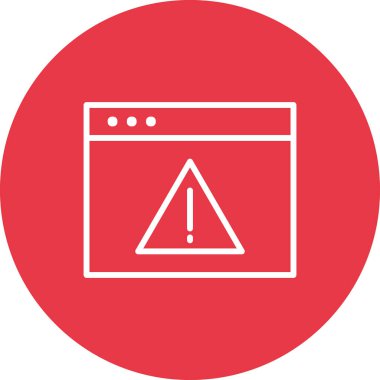 Uyarı, tarayıcı, hata, web sayfası simge vektör resmi. İnternet güvenliği için de kullanılabilir. Web uygulamalarında, mobil uygulamalarda ve yazdırma ortamlarında kullanılabilir.