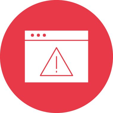 Uyarı, tarayıcı, hata, web sayfası simge vektör resmi. İnternet güvenliği için de kullanılabilir. Web uygulamalarında, mobil uygulamalarda ve yazdırma ortamlarında kullanılabilir.