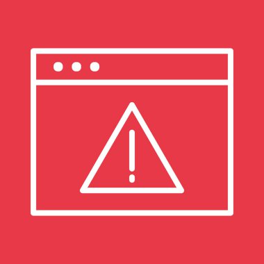 Uyarı, tarayıcı, hata, web sayfası simge vektör resmi. İnternet güvenliği için de kullanılabilir. Web uygulamalarında, mobil uygulamalarda ve yazdırma ortamlarında kullanılabilir.