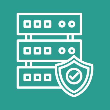 Veritabanı, ardışık, sunucu simgesi vektör resmi. İnternet güvenliği için de kullanılabilir. Web uygulamalarında, mobil uygulamalarda ve yazdırma ortamlarında kullanılabilir.