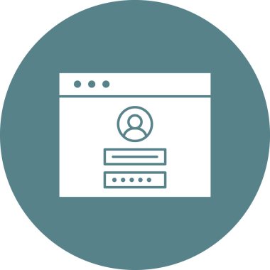 Giriş formu, web sayfası, tarayıcı, giriş simgesi vektör resmi. İnternet güvenliği için de kullanılabilir. Web uygulamalarında, mobil uygulamalarda ve yazdırma ortamlarında kullanılabilir.