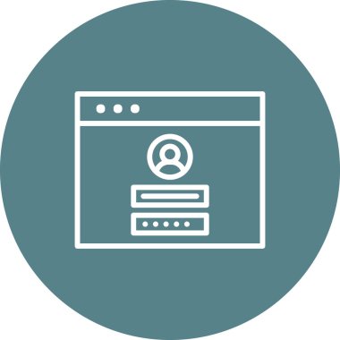 Giriş formu, web sayfası, tarayıcı, giriş simgesi vektör resmi. İnternet güvenliği için de kullanılabilir. Web uygulamalarında, mobil uygulamalarda ve yazdırma ortamlarında kullanılabilir.