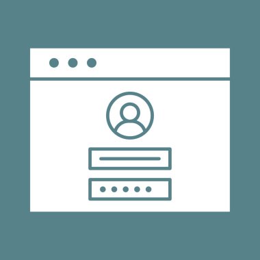 Giriş formu, web sayfası, tarayıcı, giriş simgesi vektör resmi. İnternet güvenliği için de kullanılabilir. Web uygulamalarında, mobil uygulamalarda ve yazdırma ortamlarında kullanılabilir.