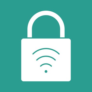 Koruma, kablosuz ağ, güvenlik ikonu vektör görüntüsü. İnternet güvenliği için de kullanılabilir. Web uygulamalarında, mobil uygulamalarda ve yazdırma ortamlarında kullanılabilir.