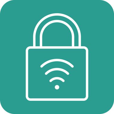 Koruma, kablosuz ağ, güvenlik ikonu vektör görüntüsü. İnternet güvenliği için de kullanılabilir. Web uygulamalarında, mobil uygulamalarda ve yazdırma ortamlarında kullanılabilir.