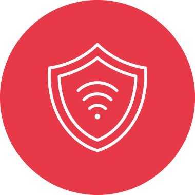 Wifi, koruma, güvenlik, kalkan ikon vektör görüntüsü. İnternet güvenliği için de kullanılabilir. Web uygulamalarında, mobil uygulamalarda ve yazdırma ortamlarında kullanılabilir.