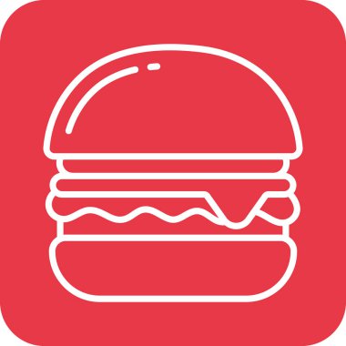 Burger ikonu vektör görüntüsü. Yiyecek ve içecekler için de kullanılabilir. Web uygulamalarında, mobil uygulamalarda ve yazdırma ortamlarında kullanılabilir.