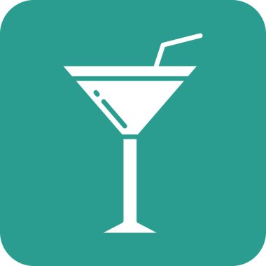 Kokteyl ikonu vektör görüntüsü. Yiyecek ve içecekler için de kullanılabilir. Web uygulamalarında, mobil uygulamalarda ve yazdırma ortamlarında kullanılabilir.