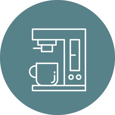 Kahve makinesi ikon vektör görüntüsü. Yiyecek ve içecekler için de kullanılabilir. Web uygulamalarında, mobil uygulamalarda ve yazdırma ortamlarında kullanılabilir.
