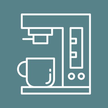 Kahve makinesi ikon vektör görüntüsü. Yiyecek ve içecekler için de kullanılabilir. Web uygulamalarında, mobil uygulamalarda ve yazdırma ortamlarında kullanılabilir.