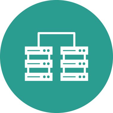 Veritabanı Sunucusu Simgesi vektör resmi. Telefon ve tablet olarak kullanılabilir. Mobil uygulamalar, web uygulamaları ve yazdırma ortamları için elverişli.