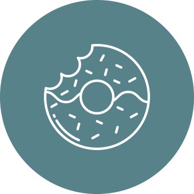 Donut ikonu vektör görüntüsü. Yiyecek ve içecekler için de kullanılabilir. Web uygulamalarında, mobil uygulamalarda ve yazdırma ortamlarında kullanılabilir.