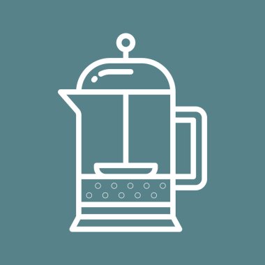 French Press ikon vektör görüntüsü. Yiyecek ve içecekler için de kullanılabilir. Web uygulamalarında, mobil uygulamalarda ve yazdırma ortamlarında kullanılabilir.
