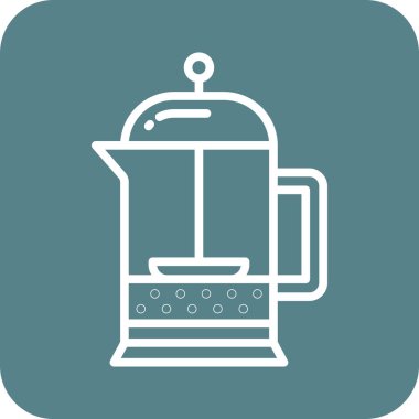French Press ikon vektör görüntüsü. Yiyecek ve içecekler için de kullanılabilir. Web uygulamalarında, mobil uygulamalarda ve yazdırma ortamlarında kullanılabilir.