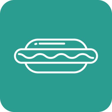 Hotdog ikon vektör görüntüsü. Yiyecek ve içecekler için de kullanılabilir. Web uygulamalarında, mobil uygulamalarda ve yazdırma ortamlarında kullanılabilir.