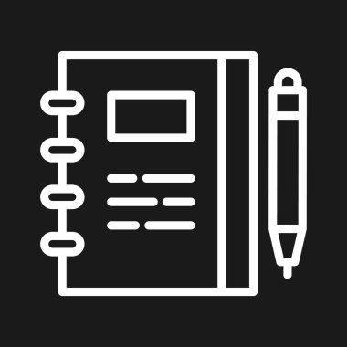 Not defteri, belge, kontrol listesi, kağıt simgesi vektör resmi. Telefon ve tablet olarak kullanılabilir. Mobil uygulamalar, web uygulamaları ve yazdırma ortamları için elverişli.