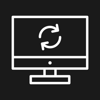 Eşzamanlama, veri, ekran simgesi vektör görüntüsü. Telefon ve tablet olarak kullanılabilir. Mobil uygulamalar, web uygulamaları ve yazdırma ortamları için elverişli.